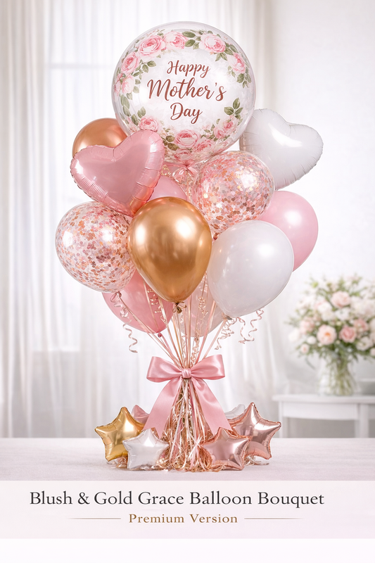 Blush & Gold Grace Balloon Bouquet (Mother's Day 10 Balloons pink/gold) PREMIUM