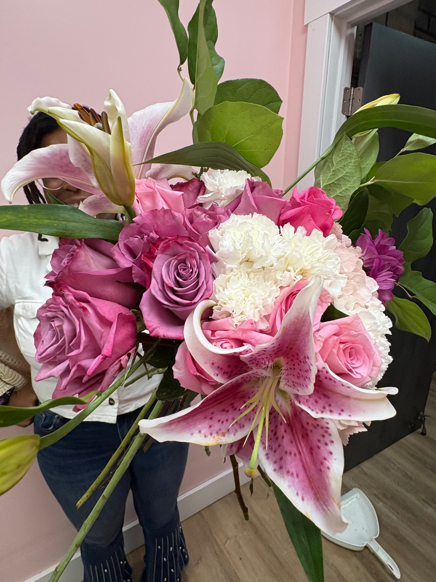 Pure Promise - Classic Lily Bouquet (Lavender, Oriental Lilies, & Hot pink)
