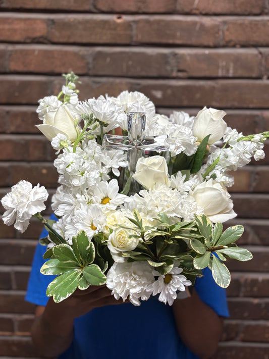 Heaven's Embrace - Crystal Cross Premium Arrangement