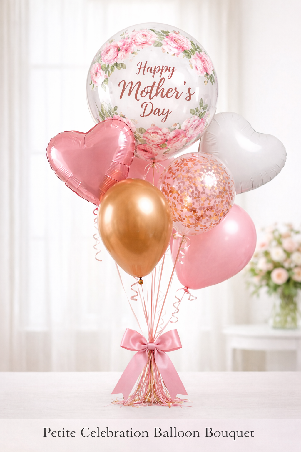 Petite Celebration Bouquet  (Mother's Day 5 Balloons pink/gold)
