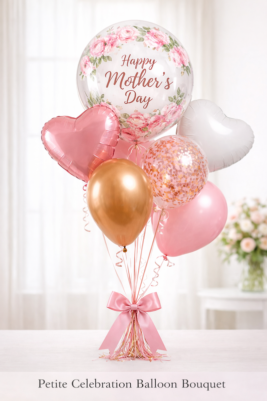 Petite Celebration Bouquet  (Mother's Day 5 Balloons pink/gold)