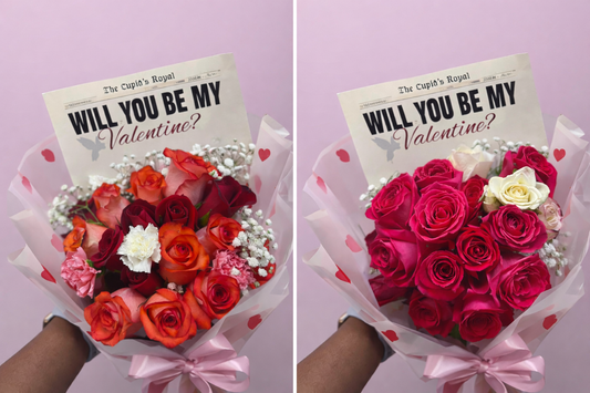 "Will You Be My Valentine"- Newspaper Premium Bouquet